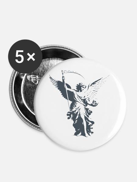 Geflügelter Engel - Buttons groß 56 mm (5er Pack) - Weiß