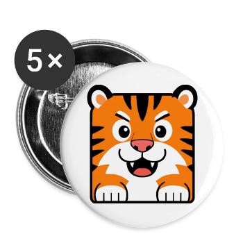 Tigre - Lot de 5 grands badges (56 mm) - blanc - Devant