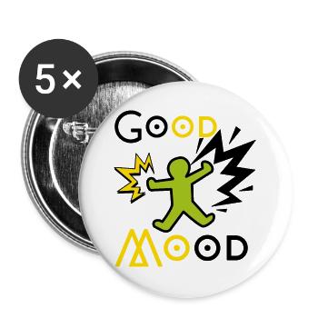 Explosive green and yellow playful figure - Buttons large 2.2''/56 mm (5-pack) - white - Front
