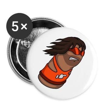 Slam – Cartoon Thumb Character - Buttons groß 56 mm (5er Pack) - Weiß - Vorne