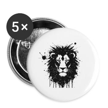 Lion Artistic Splatter - Buttons large 2.2''/56 mm (5-pack) - white - Front