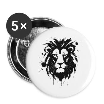 Lion Noir Éclaboussures Peinture - Lot de 5 grands badges (56 mm) - blanc - Devant