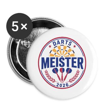 Darts Champion 2026, Winner Shirt, Hoodie, Cap, Bag - Buttons large 2.2''/56 mm (5-pack) - white - Front