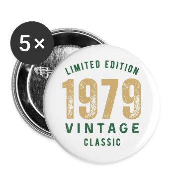 Limited Edition 1979 Vintage Classic Birthday Year - Buttons large 2.2''/56 mm (5-pack) - white - Front