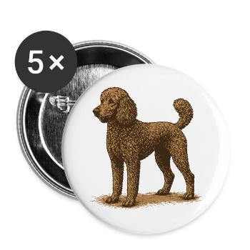 Poodle - Buttons large 2.2''/56 mm (5-pack) - white - Front