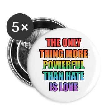 L’amour avant la haine Rainbow Gradient Fierté LGBT - Lot de 5 grands badges (56 mm) - blanc - Devant