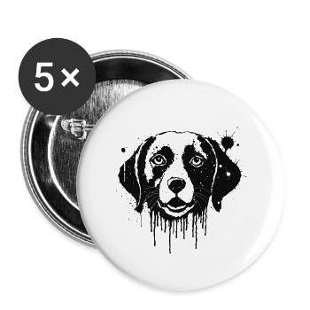 Beagle Dog Aquarell Schwarz gespritzt - Buttons groß 56 mm (5er Pack) - Weiß - Vorne
