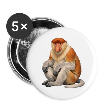 Singe trompide - Lot de 5 grands badges (56 mm) - blanc - Devant
