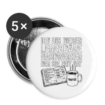 Lustiges Handwerker Design - Buttons groß 56 mm (5er Pack) - Weiß - Vorne