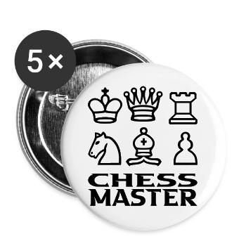 Schachmeister - Buttons groß 56 mm (5er Pack) - Weiß - Vorne