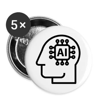 Ai, Künstliche Intelligenz, KI Technologie - Buttons groß 56 mm (5er Pack) - Weiß - Vorne