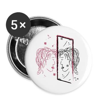Abstraktes Spiegelbild Porträt Design - Buttons groß 56 mm (5er Pack) - Weiß - Vorne