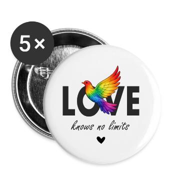 Friedenstaube Liebe - Buttons groß 56 mm (5er Pack) - Weiß - Vorne