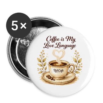 coffe_ist_my_live_language - Buttons groß 56 mm (5er Pack) - Weiß - Vorne