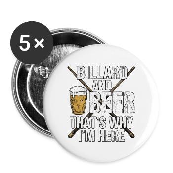 Billard Und Bier Kneipen Design - Buttons groß 56 mm (5er Pack) - Weiß - Vorne