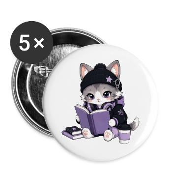 Leserchat - Buttons groß 56 mm (5er Pack) - Weiß - Vorne