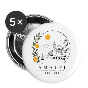 Amalfi Küste - Buttons groß 56 mm (5er Pack) - Weiß - Vorne