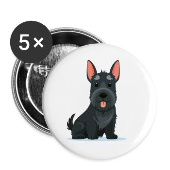 Kleiner Scottish Terrier (Comic) - Buttons groß 56 mm (5er Pack) - Weiß - Vorne