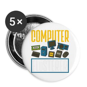 Computer Flüsterer Informatiker - Buttons groß 56 mm (5er Pack) - Weiß - Vorne