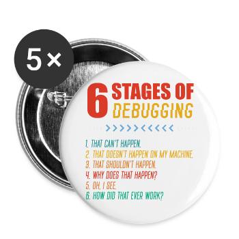 Sechs Phasen Debugging - Buttons groß 56 mm (5er Pack) - Weiß - Vorne