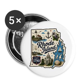 Rhode Island Ocean State Vintage Sticker - Buttons large 2.2''/56 mm (5-pack) - white - Front