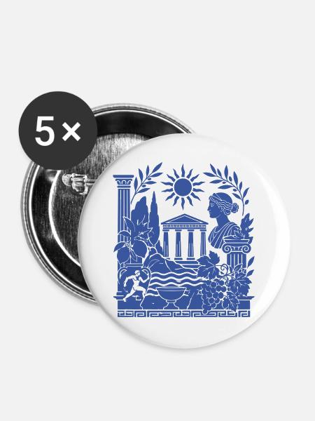Antike Säulen, Sonne und Trauben - Buttons groß 56 mm (5er Pack) - Weiß