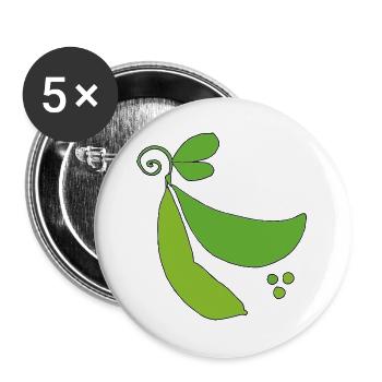 Grüne Erbsenschote Silhouette - Buttons groß 56 mm (5er Pack) - Weiß - Vorne