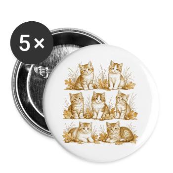 Kitten Nature - Buttons groß 56 mm (5er Pack) - Weiß - Vorne
