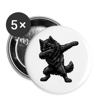 Dabbing Groenendael in comic style - Buttons large 2.2''/56 mm (5-pack) - white - Front