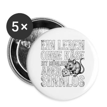Käse Liebhaber - Buttons groß 56 mm (5er Pack) - Weiß - Vorne