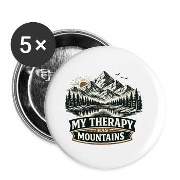 My Therapy Has Mountains | Hiking Design - Buttons groß 56 mm (5er Pack) - Weiß - Vorne