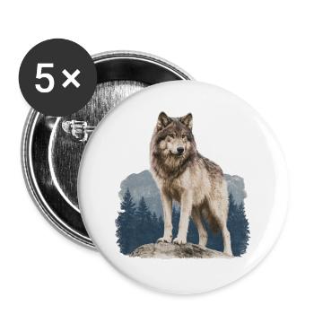 Wolf - Buttons groß 56 mm (5er Pack) - Weiß - Vorne
