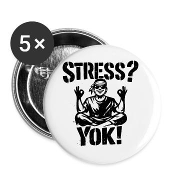 Stress? Yok! | Türkisches Stencil Streetwear Desig - Buttons groß 56 mm (5er Pack) - Weiß - Vorne