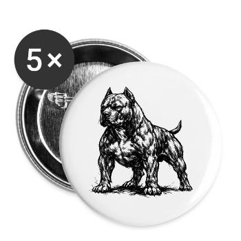 Muscular American Staffordshire Terrier - Buttons large 2.2''/56 mm (5-pack) - white - Front