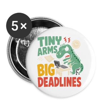 T-Rex mit kleinen Armen im Büro - Buttons groß 56 mm (5er Pack) - Weiß - Vorne