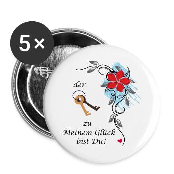 Glück - Buttons groß 56 mm (5er Pack) - Weiß - Vorne