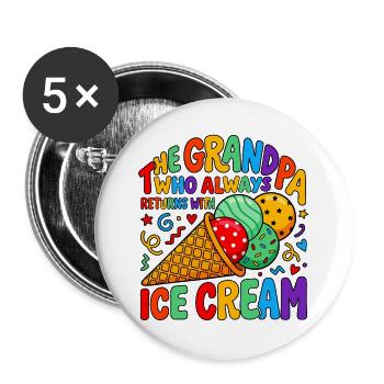 Opa mit Eiscreme - Buttons large 2.2''/56 mm (5-pack) - white - Front