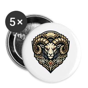 Goldram Ornament Ramkopf Design - Buttons large 2.2''/56 mm (5-pack) - white - Front