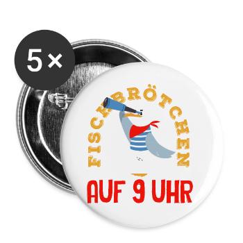 Moin Moin Norden - Maritimes Norddeutsch Design - Buttons groß 56 mm (5er Pack) - Weiß - Vorne