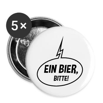 Ein Bier, Bitte! (Sprechblase / Bierchen / Up / B) - Buttons groß 56 mm (5er Pack) - Weiß - Vorne