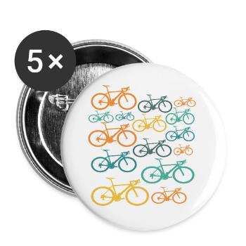Fahrrad Vintage Radfahrer - Buttons groß 56 mm (5er Pack) - Weiß - Vorne