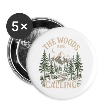 Outdoor Adventure - The Woods are Calling - Buttons large 2.2''/56 mm (5-pack) - white - Front