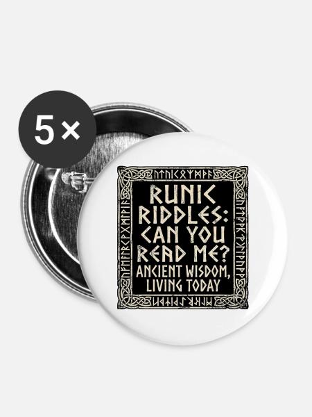 Germanen Runenschrift - Buttons groß 56 mm (5er Pack) - Weiß