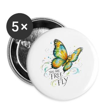 Butterfly colorful - Buttons large 2.2''/56 mm (5-pack) - white - Front