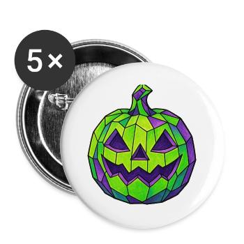 Green Purple Halloween Mosaic Pumpkin - Buttons large 2.2''/56 mm (5-pack) - white - Front