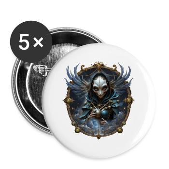 Blue Mystic with Ornate Wings - Buttons large 2.2''/56 mm (5-pack) - white - Front