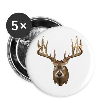 Deer Head with Majestic Antlers - Buttons large 2.2''/56 mm (5-pack) - white - Front