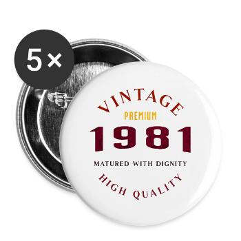 Matured With Dignity Design rétro 1981 - Lot de 5 grands badges (56 mm) - blanc - Devant