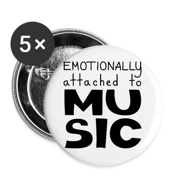 Emotionally Attached To Music, Black - Buttons large 2.2''/56 mm (5-pack) - white - Front