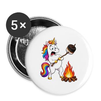 Funny Unicorn Camping Mishap - Buttons large 2.2''/56 mm (5-pack) - white - Front